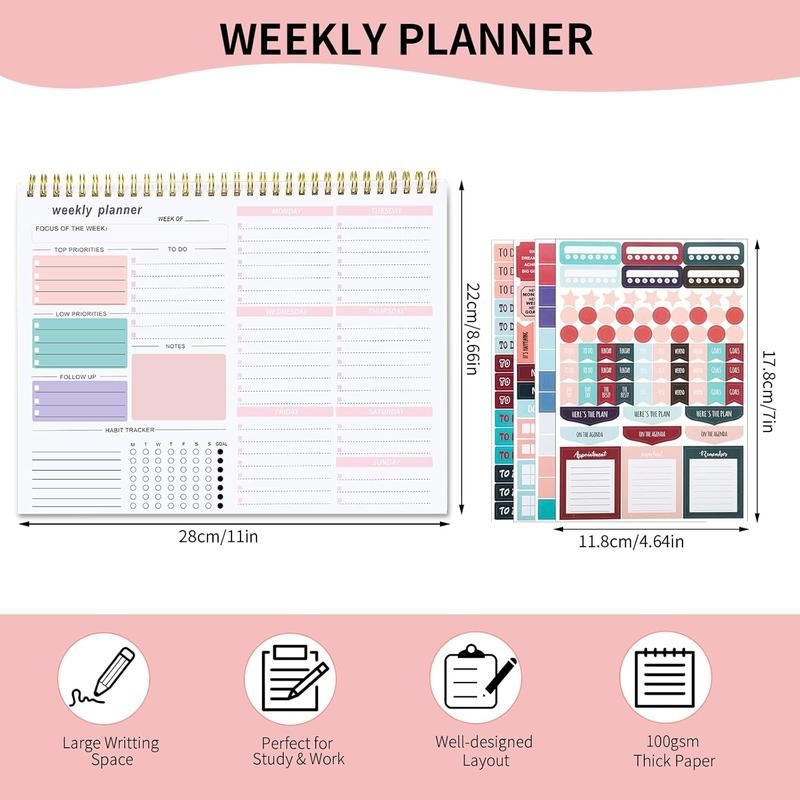 Weekly To Do List Notepad, Weekly Desk Planner with 52