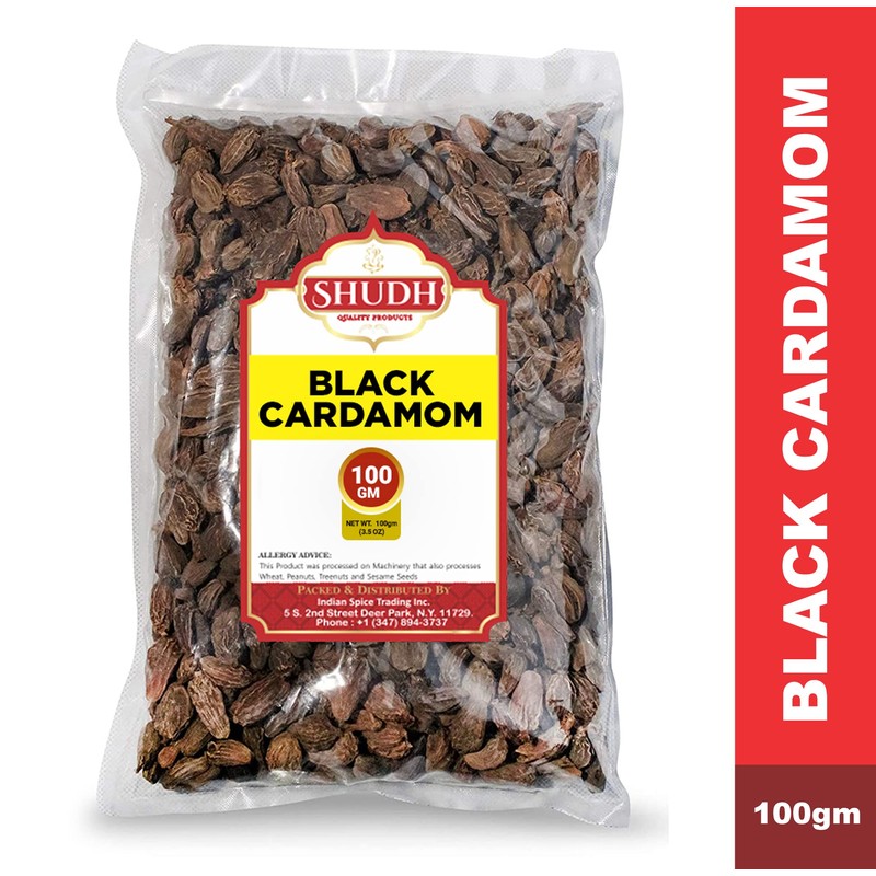 SHUDH Black Cardamom Pods 100GM | Whole Kali Elaichi Indian