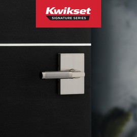Kwikset Prava Interior Passage Door Knurled Handle, Lever for Closet and Hallway Doors, Reversible Non-Locking Handle Lever, Satin Nickel, with Microban Protection