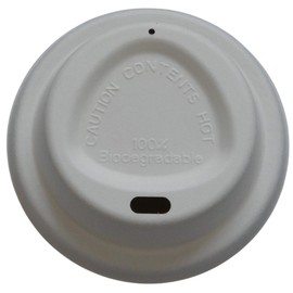 Pack of 100 Disposable 100% Biodegradable Eco-Friendly Bagasse White Coffee Cup Sip Lids - to Fit 8oz or 12oz-16oz Paper Coffee Cups (Large to Fit 12oz-16oz Cups)