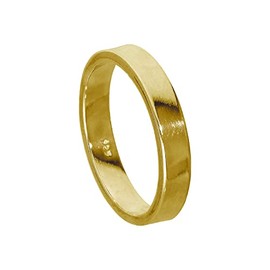 Gold Plated Sterling Silver 4mm Flat Wedding Band Ring Size R
