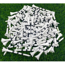 NorthPointe 3 ¼” Plastic Golf Tees – White with Black Stripes - 100 Golf Tees Plastic in Bulk (100, 3 1/4)