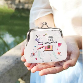 LiJuanWang Coin Compartment, Buckle, Mini Purse, Vintage Fashionable Coin Bag, Portable Coin Bag, Small Gift for Girls, 8 x 9 cm (Alpaca Motif), multicoloured