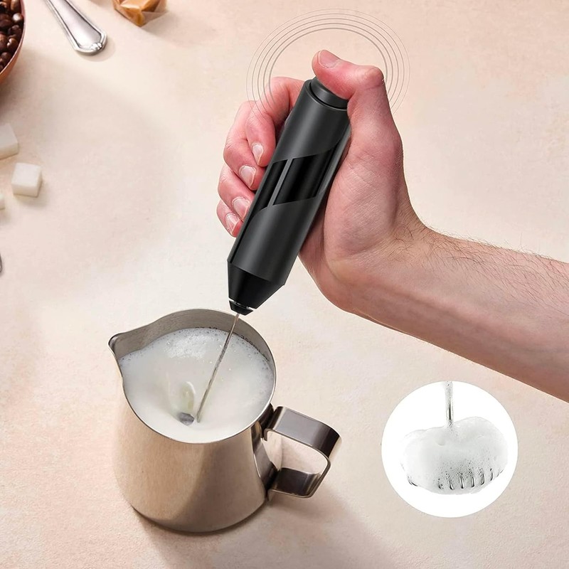 Milchaufschäumer, ideal für Cappuccini, tragbar, leicht, aus ABS und Edelstahl,