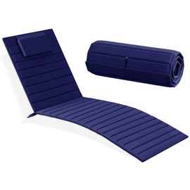 Codi Portable Outdoor Chaise Lounge Cushions for Patio & Poolside - Water Resistant, Quick Dry, Lightweight, Thin Lounger Chair Pads for Outside - Navy Blue, 80x26x0.6