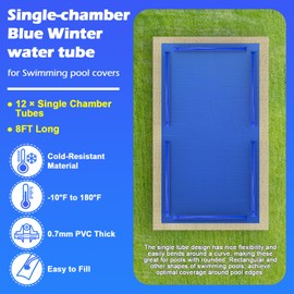 12 Pack 0.7mm Thicker Pool Cover Water Bags, 8FT Blue Single Chamber Water Tubes for Inground Swimming Pool Winter Cover, Three-Layer Composite Material