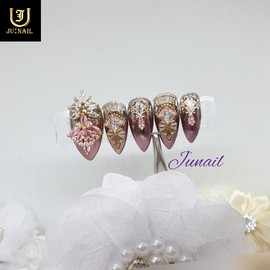 ❣Limited❣ Royal Pink Gra Handmade Nail Tips - Long Ballerina / ❣한정❣ 로얄핑크그라 수제네일팁 - 롱발레리나