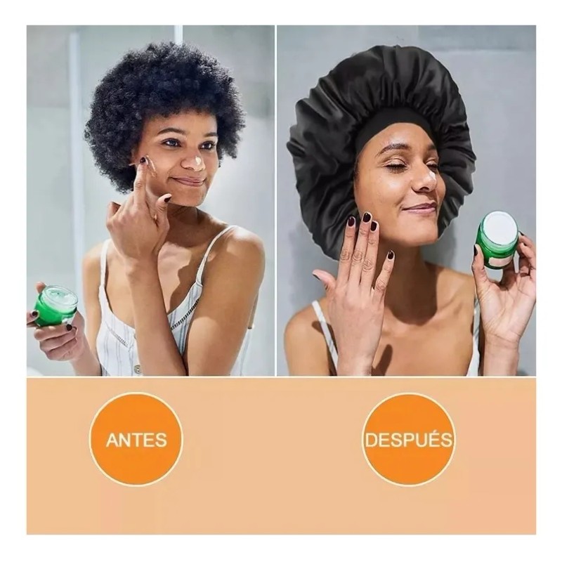 2 Gorros De Satín Método Curly Para Dormir Banda Ajustable