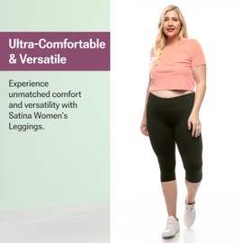SATINA High Waisted Capri Leggings for Women - Capri Leggings for Women - High Waist for Tummy Control - Olive Capri Leggings for -3 Inch Waistband (One Size, Olive)