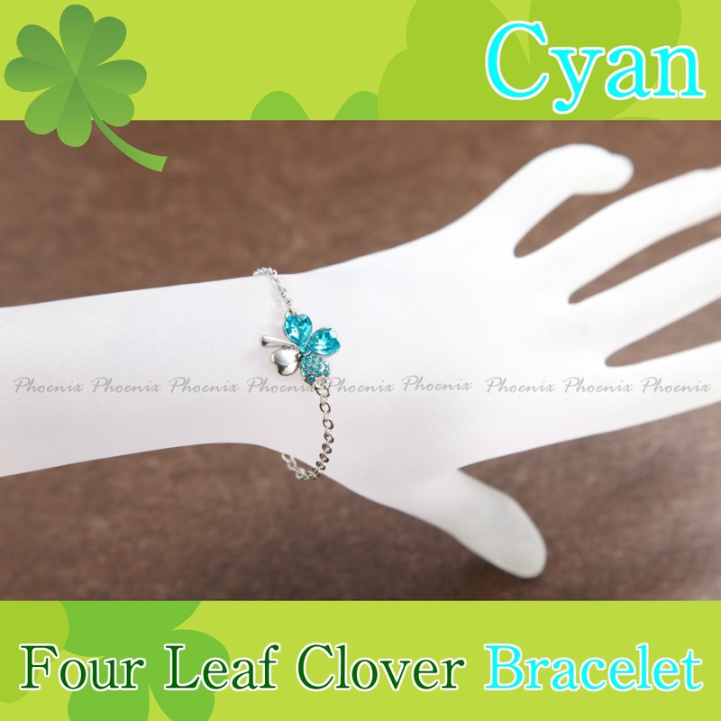 Phoenix Lucky Four-Leaf Clover Crystal Necklace & Bracelet & Earrings