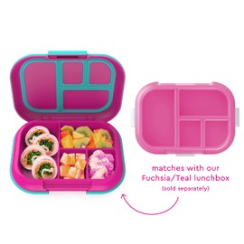 Bentgo Kids Chill Tray with Transparent Cover - Reusable, BPA-Free, 4-Compartment Meal Prep Container with Built-In Portion Control for Healthy, At-Home Meals & On-the-Go Lunches (Fuchsia/Teal)