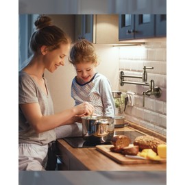 Pot Filler Faucet Antique Bronze, ARCORA Modern Pot Filler Wall Mount 2 Handle with Double Joint Swing Arms Brass Stove Faucet