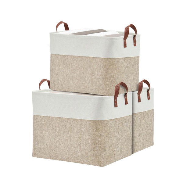 DECOMOMO Large Storage Baskets | Closet Storage Bins 17x12x13inch Canvas