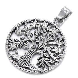 Morella Women's Necklace 70 cm with Tree of Life Pendant in Jewellery Bag, Stainless Steel