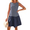 MEROKEETY Women's Summer Sleeveless Sundress Casual Striped Patchwork Mini Tank