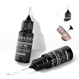 SAVILAND Nail Rhinestone Glue for Nails: 2 PCS 12 ml Super Strong Adhesive Nail Glue for 3D Design Nails for Nail Art Decorations Nail Charms Gems Jewel Diamonds Cured Need