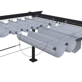 ECOOPTS 7'x12' Retractable Wave Sun Shade Canopy Pergola Cover Shade Sail Awning for Patio Porch Garden Yard Deck Outdoor (Light Grey)