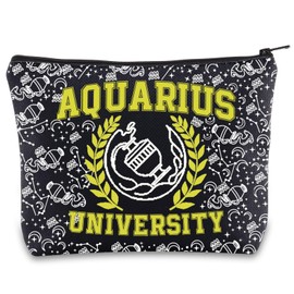Zodiac University Aquarius Makeup Bag Horoscope Zodiac Aquarius Gifts 12 Constellation Gifts Aquarius Merchandise Astrology Zipper Bag (Aquarius UK)