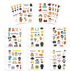 Graduation Stickers, Graduation Cap Stickers, 468 PCS Congrats Grad Sticker Class of 2025 Graduations Decorations Self-Adhesive Congrat Grad Decal Label for Graduations Envelope Seals Party Supplies