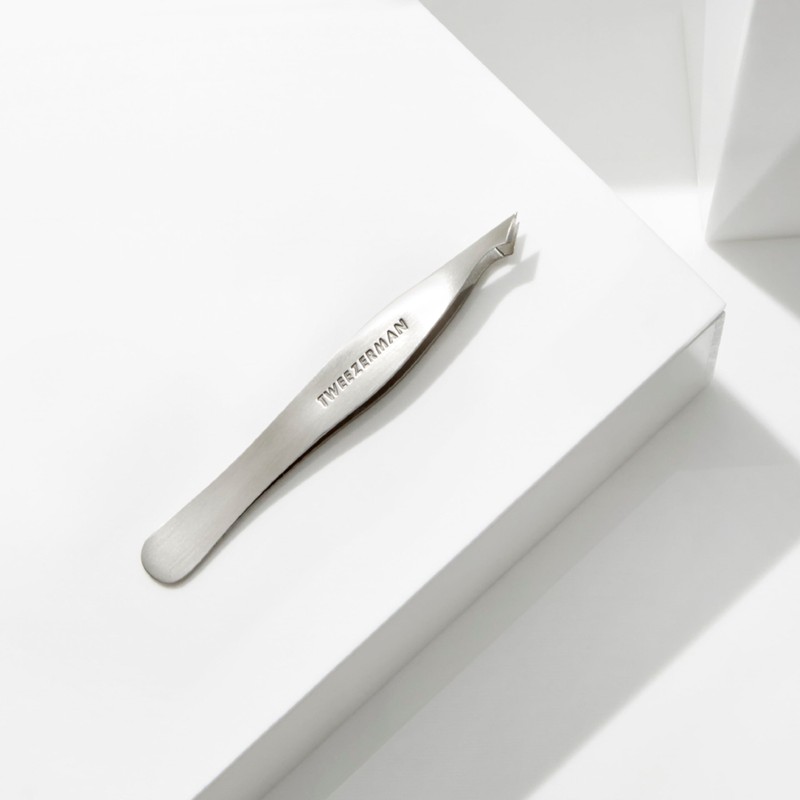Tweezerman Stainless Steel Slanted Point Tweezer - Eyebrow Precision Tweezers,