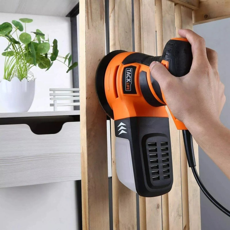 TACKLIFE 5-Inch Random Orbital Sander 3.0A w/ 12Pcs Sandpapers, 6