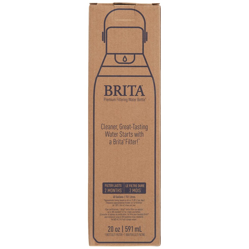 Brita Stainless Steel Water Filter Bottle, 20 Ounce, Carbon, 1