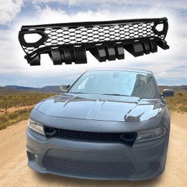 KAKABAS Front Upper Grille Compatible With 2015-2023 Dodge Charger SRT/Scat Pack Daytona Replacement for 68417502AA Mesh Grill W/ 2 Side Bezels