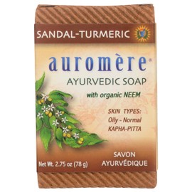 Auromere Ayurvedic Sandal Turmeric Bar Soap, Natural, Non GMO, 2.75 Ounce (Pack of 12)