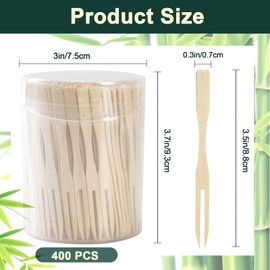 400 Pcs Mini Bamboo Forks, KUAOOAUK 3.5 in Disposable Cocktail Forks, Fancy Toothpicks for Appetizers with Cases, Small Wooden Food Picks for Charcuterie Boards Accessories Fruits Party Supplies