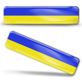 2 x 3D Domed Silicone Stickers Decals Ukraine National Ukrainian Flag Car Motorcycle Helmet F 25