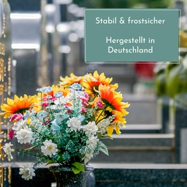 VOSTEEN Grave Vases 26 x 11.5 cm Dark Grey Cemetery Vase Stylish and Frost-Proof Flower Vase with Base Cemetery Vase Pack of 5