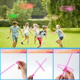 ZIYOUA Party Bag Fillers for Kids, 12 Pcs Pull String Spinning Flying Disc Helicopter Toys Pinata Filler, Fun and Colorful Birthday Party Favors | Classroom Prizes (Color Random)