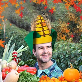 Funny Corn Hat,Corncob Apparel Hat With 11 Inches Funny Green Leaves And Brown Husks - Cosplay Festival Vendor Novelty Adult