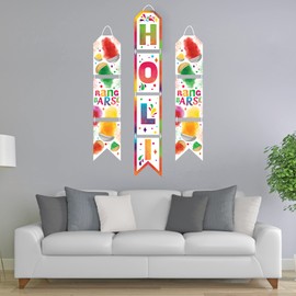 Big Dot of Happiness Holi Hai - Hanging Vertical Paper Door Banners - Festival of Colors Party Wall Decoration Kit - Indoor Door Decor