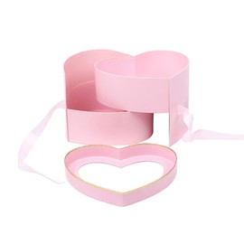 WEIWUXIAN Heart Shape Gift Box, Gift Box with Bow, Heart-Shaped Cardboard Gift Box, for Birthday, Anniversary, Valentine's Day (Pink)