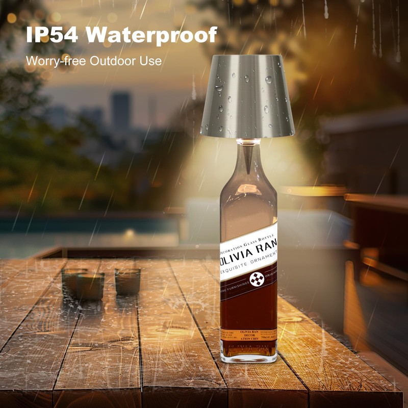 Wireless Bottle Lamp, 2024 New 3 Color Rechargeable Wine Bottle
