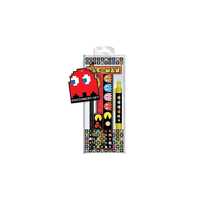 PAC-MAN (Characters) Station Set: Pen, pencil, ruler, sharpener, eraser /