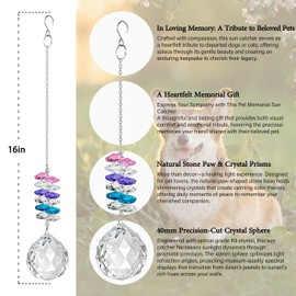 Pet Memorial Suncatcher 40mm Unique Crystal Sun Catcher Sympathy Gift for Loss of Dog or Loved One, Bereavement Keepsake & Memorial Gift with Rainbow Prisms