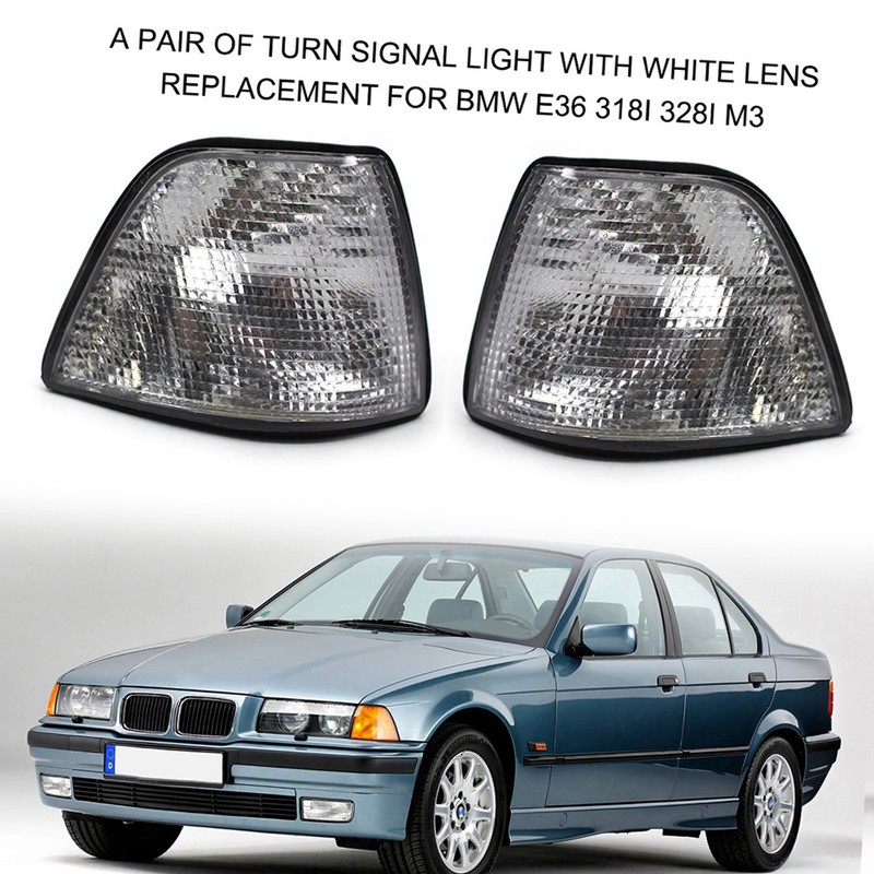 Left Right Turn Signal Light With White Lens Replacement for