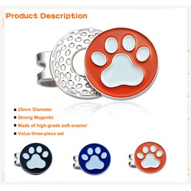 Adhere Golf Ball Markers Unique Cute cat Enamel ball markers with A Magnetic Hat Clips (3pcs Paw ball markers)