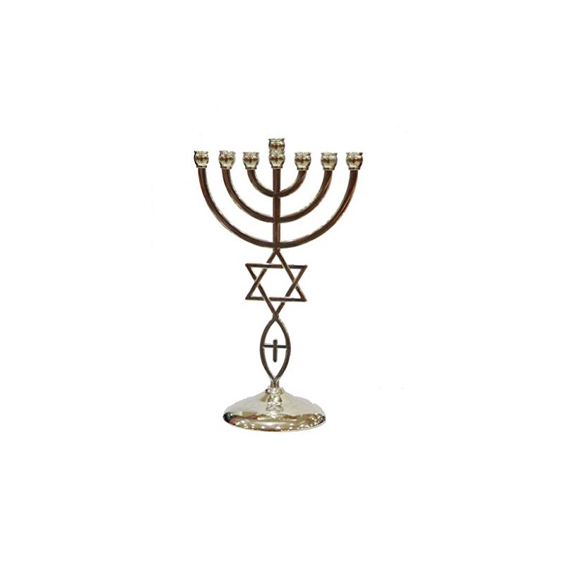 Jewish Messianic Silver Temple Menorah 8.5 inches Tall