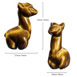 Nupuyai Tiger's Eye Crystal Stone Sheep Alpaca Statue, Carved Animal Figure Stones Pocket Figurine Ornament Good Luck Home Office Decor