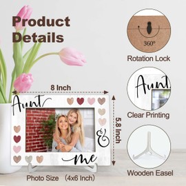 TIRYWT Aunt Picture Frame, Aunt And Me Picture Frame, Aunt Gifts From Niece Nephew, Mothers Day Birthday Gifts for Aunt, Aunt Gifts, Wood 4x6 Photo Frame for Desk Display -O05