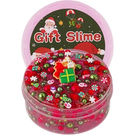 Green & Red Pearl Bead Slime, Good Stretchy & Non-Sticky Crunchy Slime, Slime Party Favors for Kids, Slime Sensory Toys, Girls Gifts & Boys Gifts for Birthday Easter Hallowmas Christmas