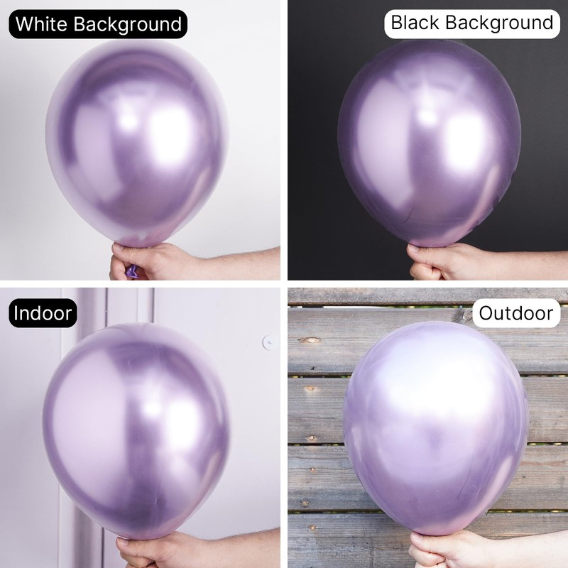 PartyWoo Metallic Purple Balloons 50 pcs 12 Inch Metallic Lavender
