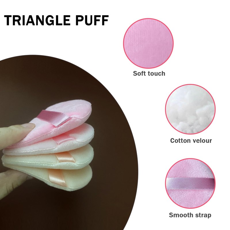 9 Pcs Pink Triangle Powder Puff Makeup Puff:Powder Puff Face