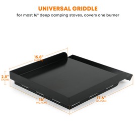 Stanbroil Universal 1-Burner Griddle, Nonstick Flat Top Griddle for Camp Chef and most 16" Deep Camping Stoves, Black