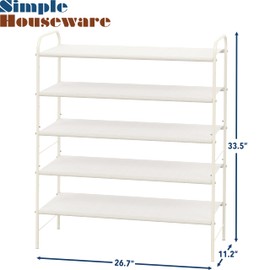 Simple Houseware 5-Tier Shoe Rack Storage Organizer, White