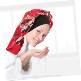 Ipetboom Pcs Elastic Round Sleep Hat Multifunctional Bath Cap Silk Bonnet for Women Wine