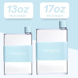 Hydrte Flat Water Bottle 13 oz, Leak Proof and Slim Water Bottle Design,The Purse Water Bottle, Cute Water Bottles made for Women and Men, BPA Free Square Water Bottle